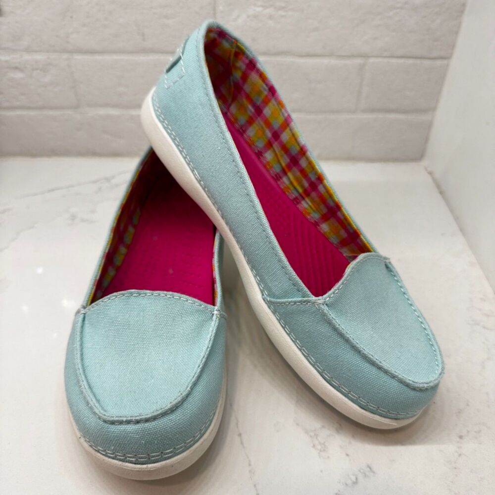 Crocs Melbourne II Women’s 8 Slip On Canvas Loafer Coastal Nautical Fisherman